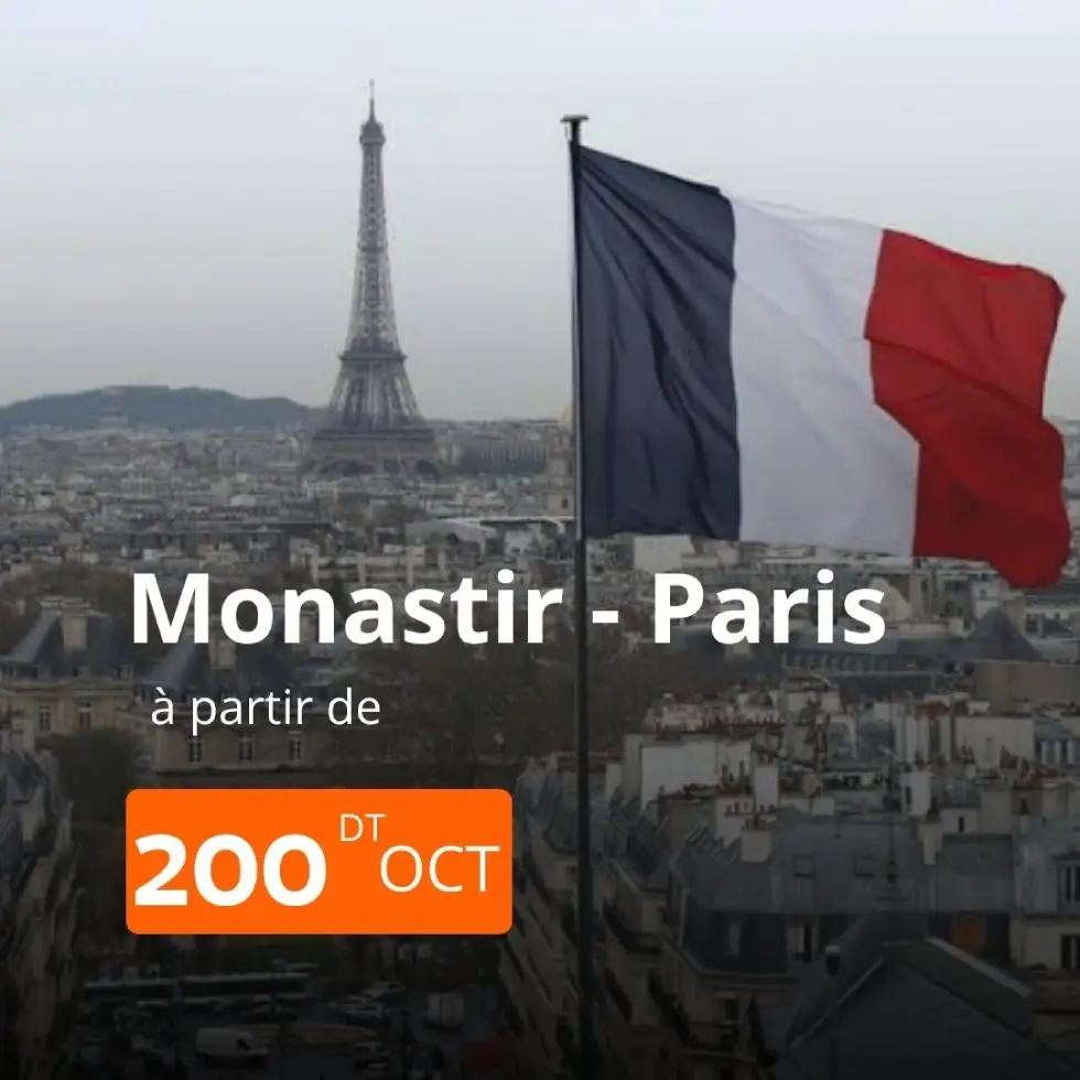 billet direct Monastir Paris
