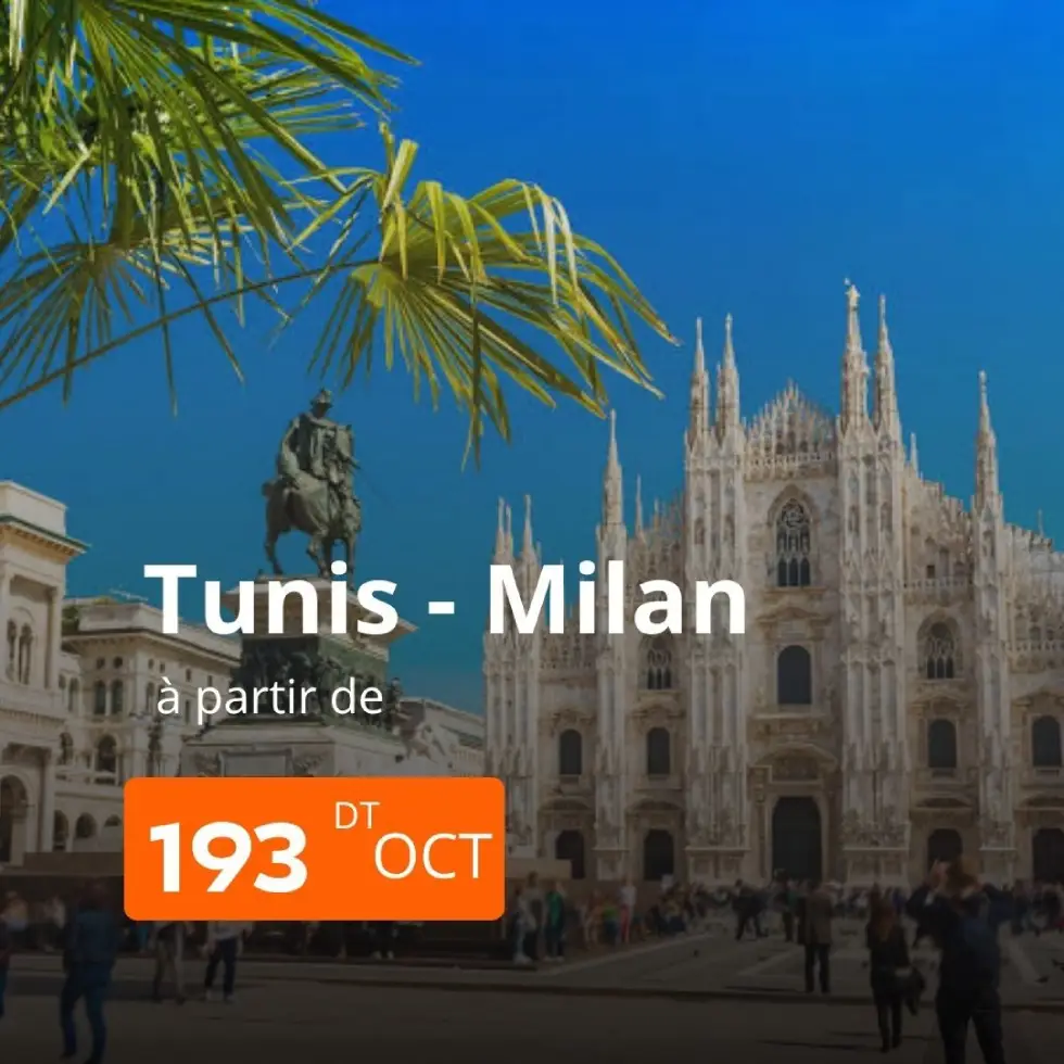 billet direct Tunis Milan