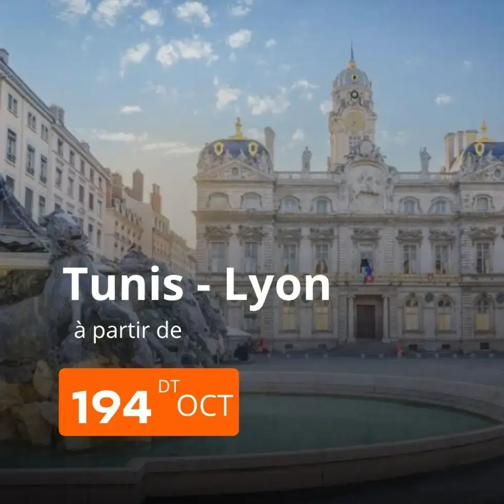 billet direct Tunis lyon